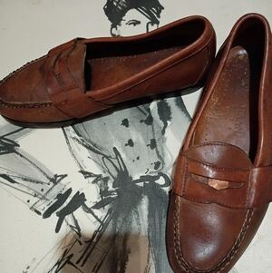 Cole Haan Tan Leather Slip-On Penny Loafers